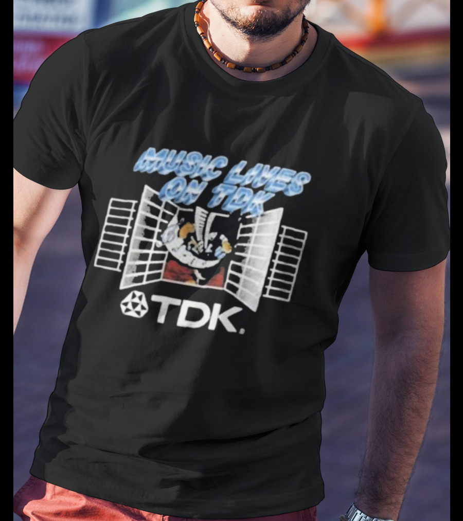 Music Lives On TDK Retro Cassette Player Stranger Things Harbour Jim Hopper T-Shirt