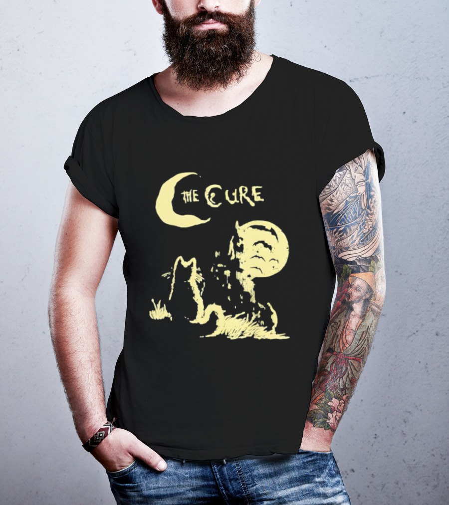 The Cure Cat Gothic Vintage Moonlit Night Scene T-Shirt