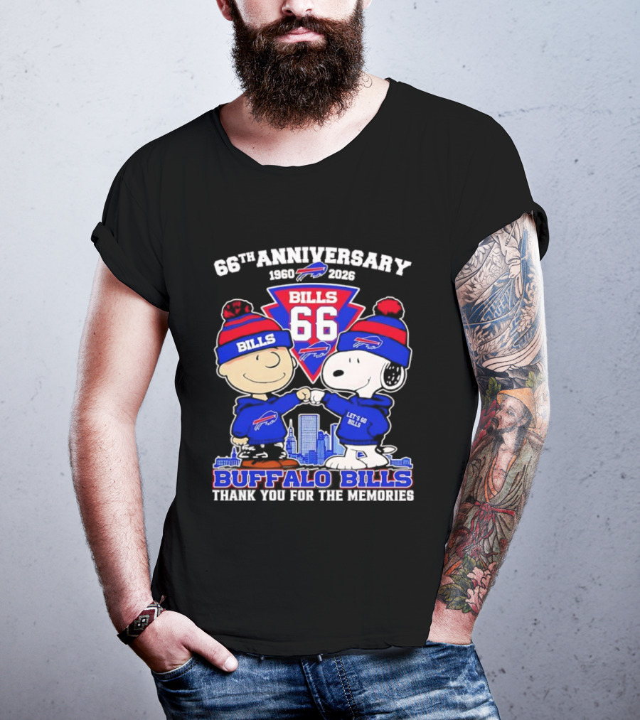 Peanuts Buffalo Bills 66th Anniversary 1950-2023 Thank You For The Memories T-Shirt