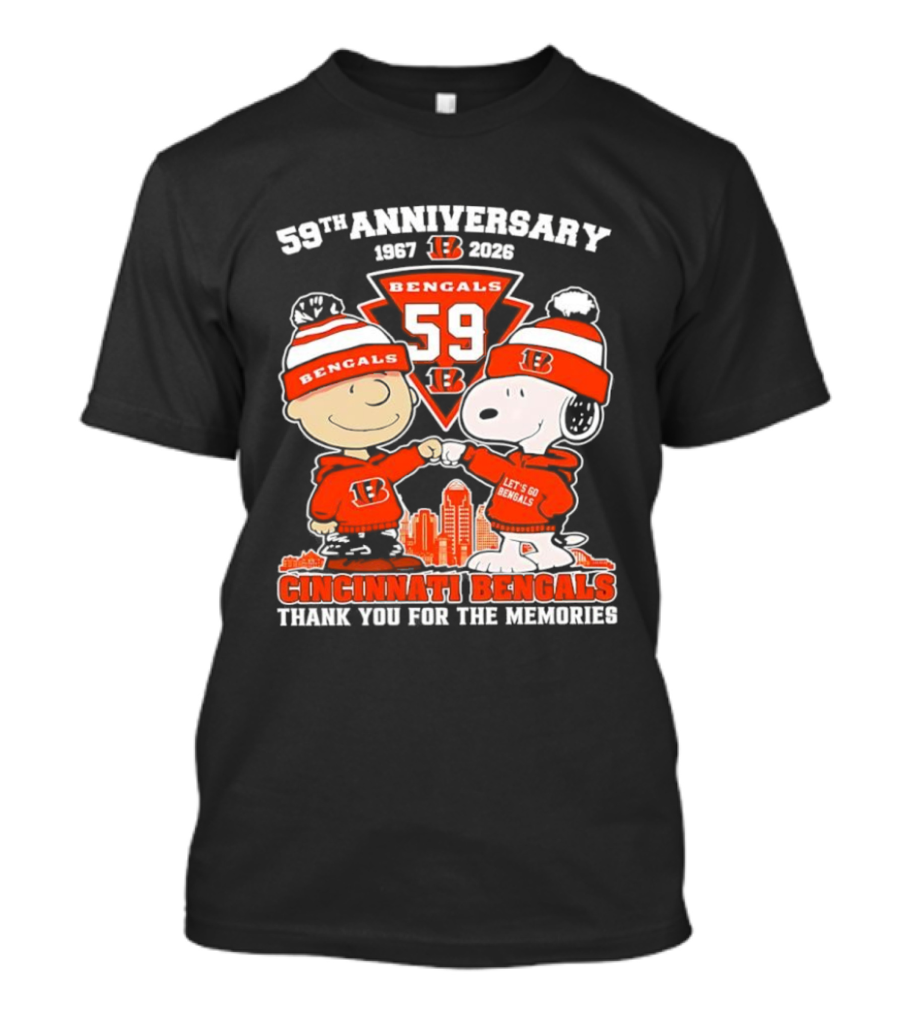 59th Anniversary 1967-2026 Bengals 59 Peanuts Cincinnati Bengals Thank You For The Memories T-Shirt