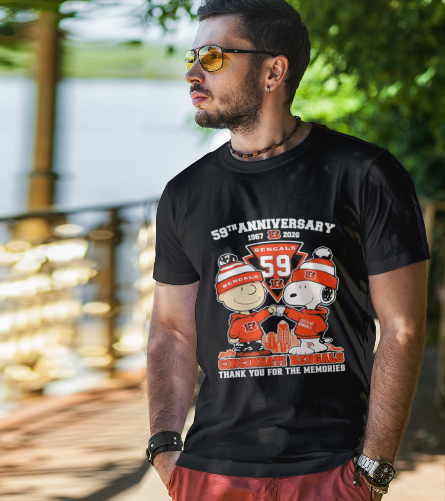 59th Anniversary 1967-2026 Bengals 59 Peanuts Cincinnati Bengals Thank You For The Memories T-Shirt