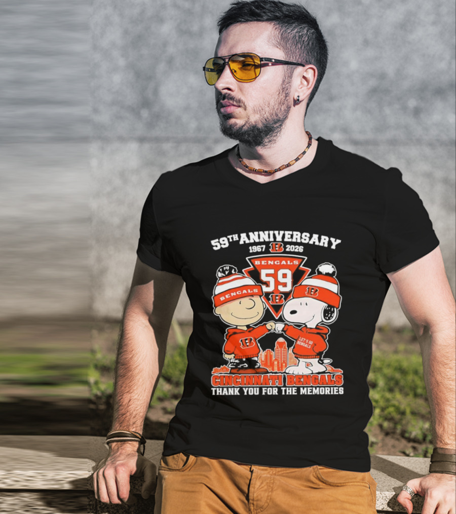 59th Anniversary 1967-2026 Bengals 59 Peanuts Cincinnati Bengals Thank You For The Memories T-Shirt