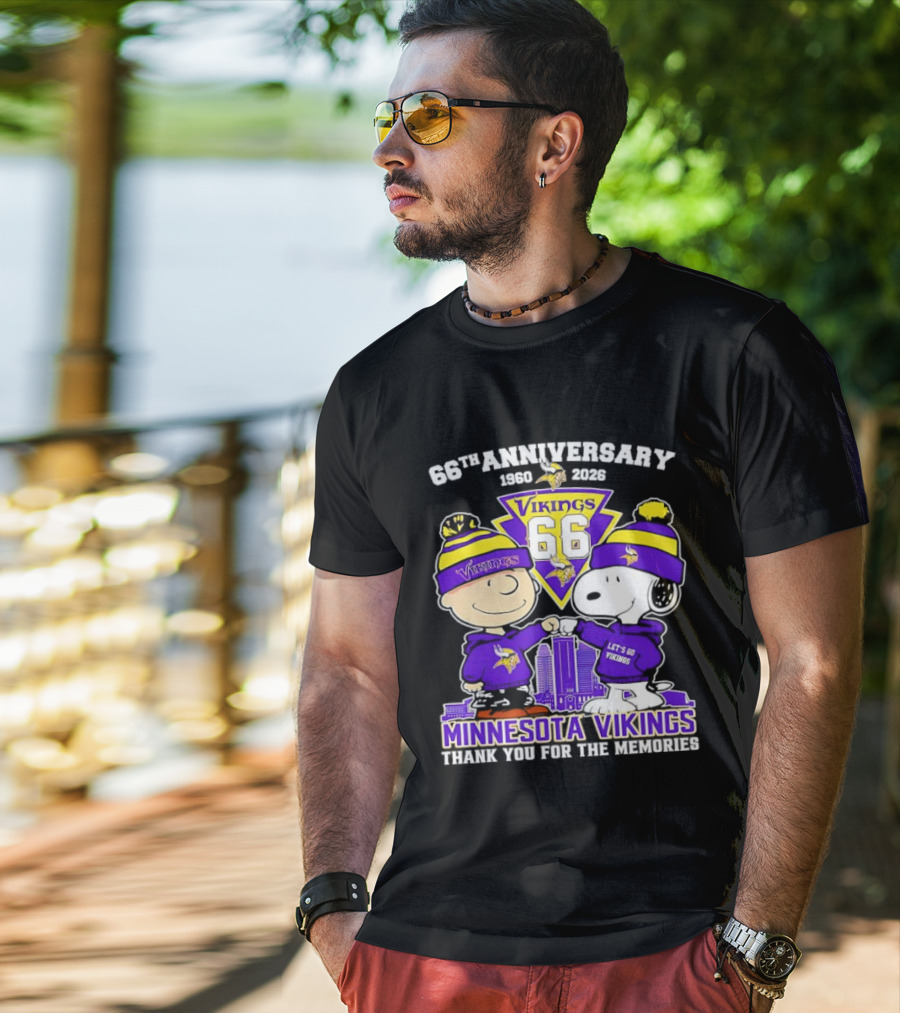 Peanuts Minnesota Vikings 66th Anniversary 1961-2023 Thank You For The Memories T-Shirt