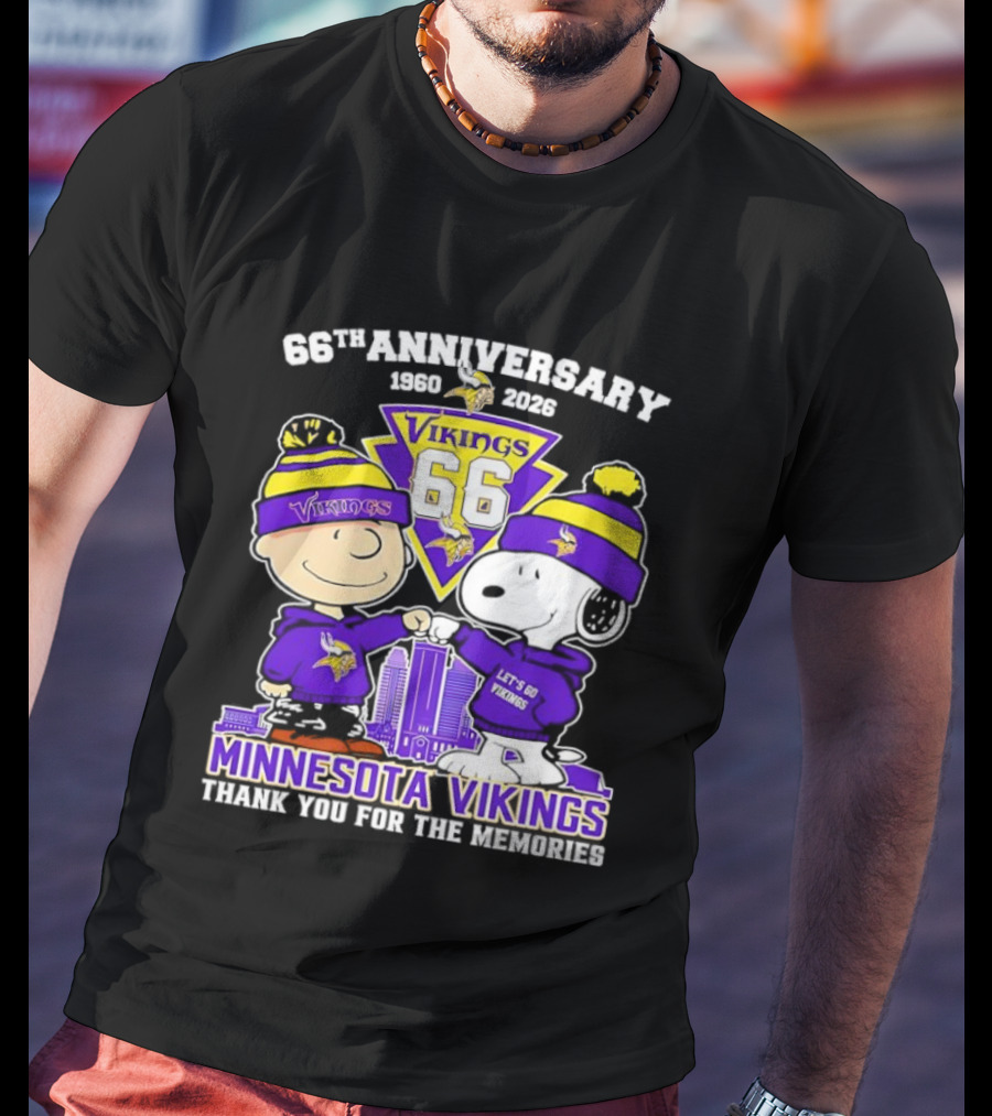 Peanuts Minnesota Vikings 66th Anniversary 1961-2023 Thank You For The Memories T-Shirt