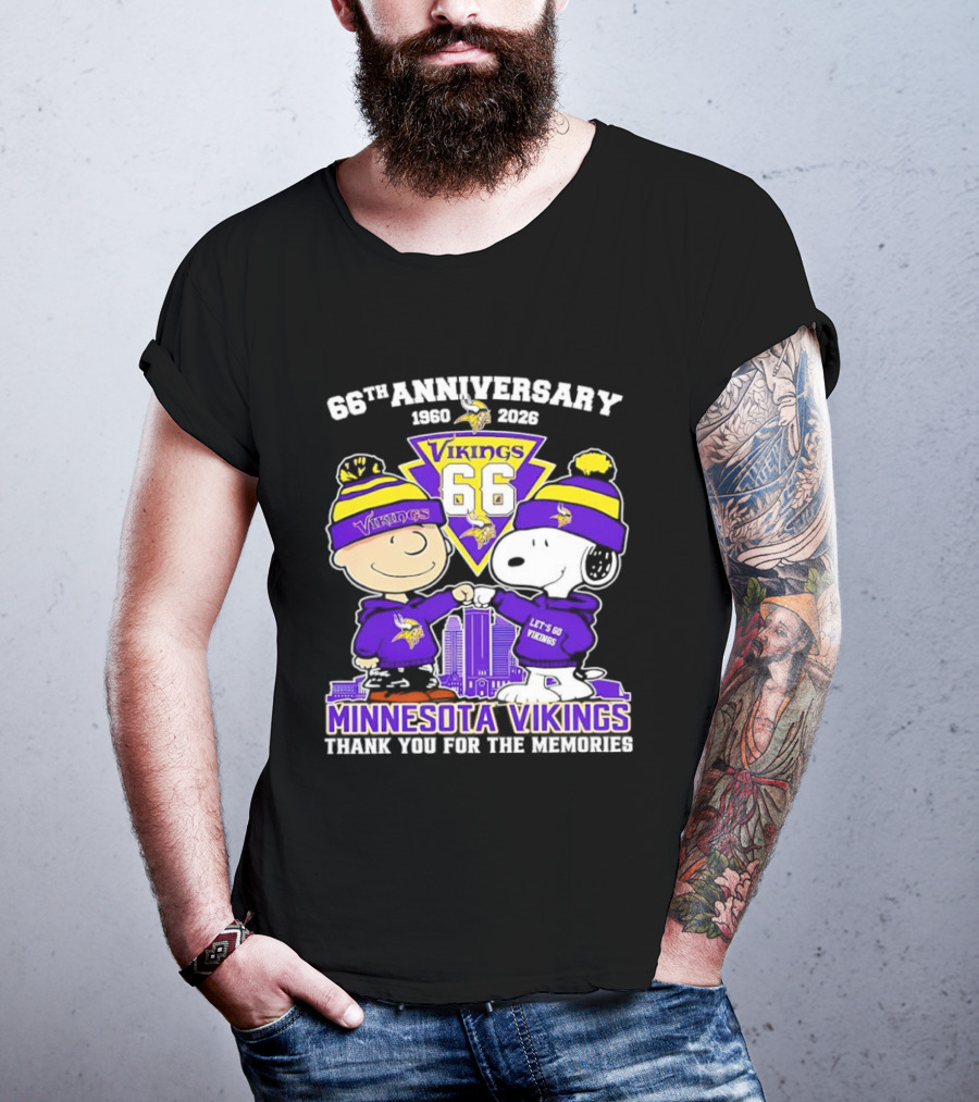 Peanuts Minnesota Vikings 66th Anniversary 1961-2023 Thank You For The Memories T-Shirt
