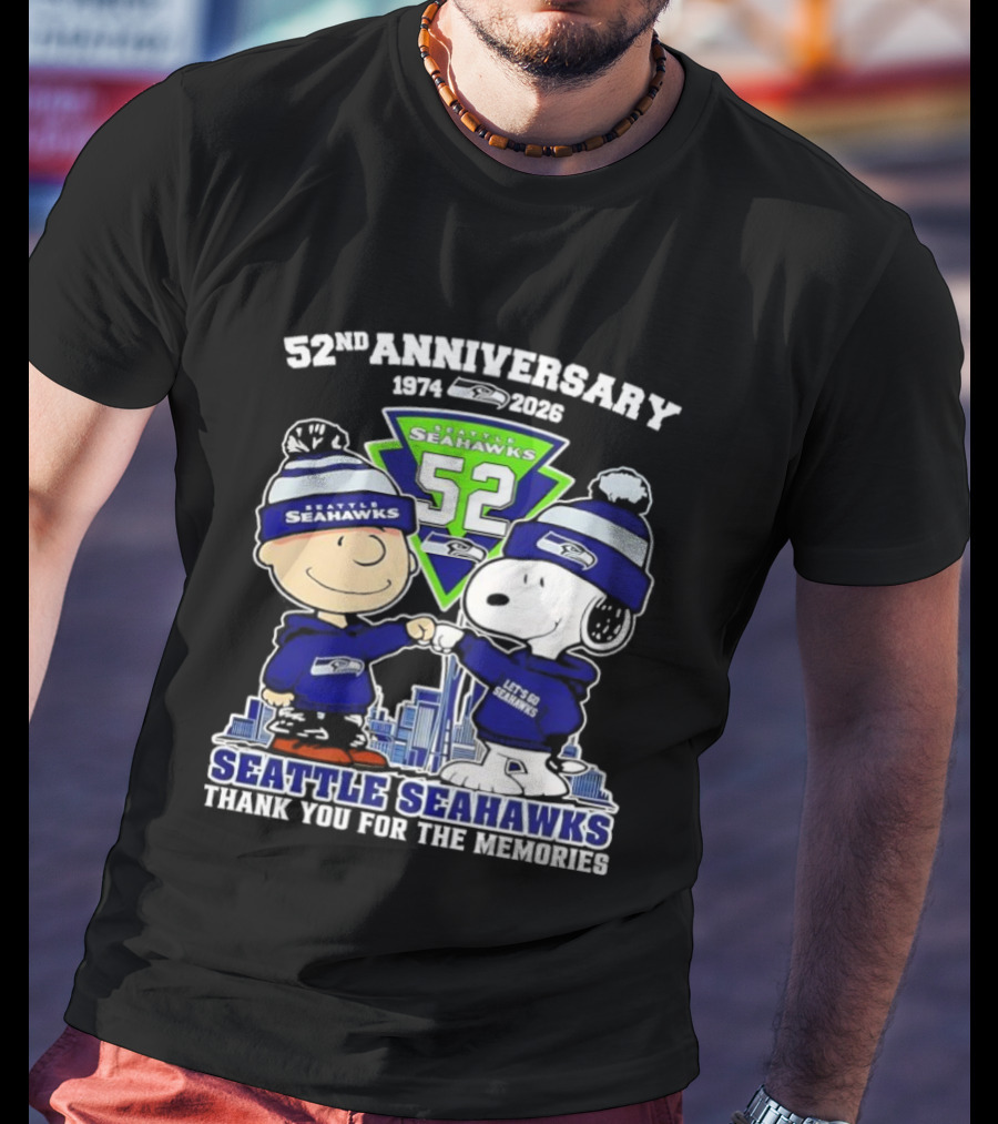 52nd Anniversary Peanuts Celebration Seattle Seahawks Thank You For The Memories T-Shirt