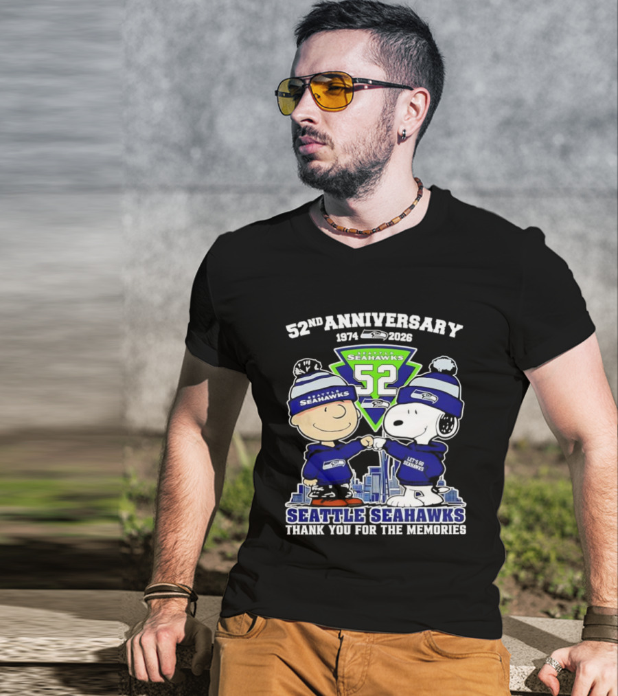 52nd Anniversary Peanuts Celebration Seattle Seahawks Thank You For The Memories T-Shirt