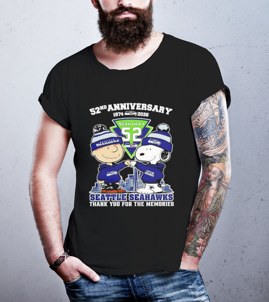 52nd Anniversary Peanuts Celebration Seattle Seahawks Thank You For The Memories T-Shirt