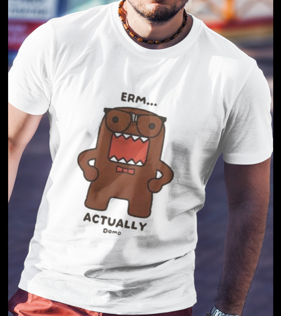 Domo Erm Actually Character With Glasses And Bow Tie T-Shirt