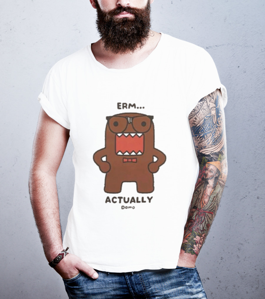 Domo Erm Actually Character With Glasses And Bow Tie T-Shirt