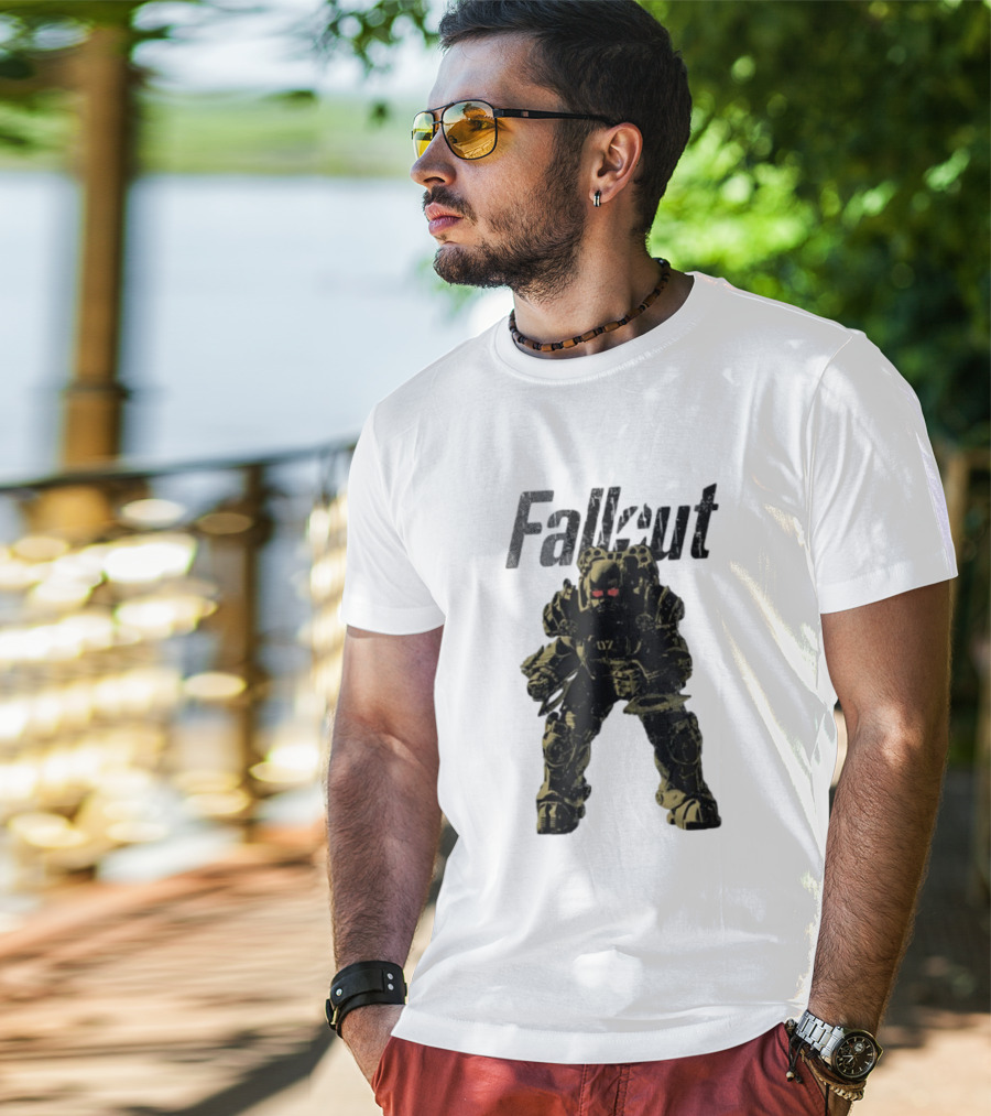 Fallout Power Armor Iconic Gaming Symbol Bold Apocalyptic Style T-Shirt
