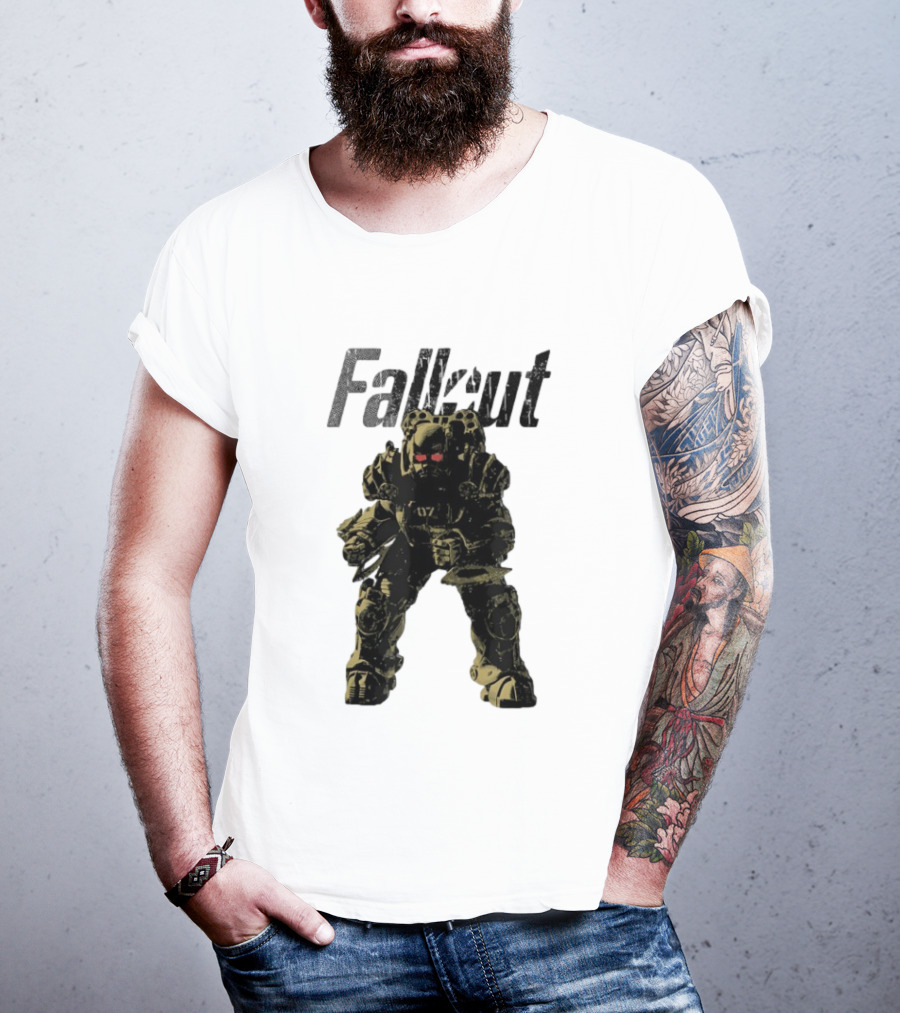 Fallout Power Armor Iconic Gaming Symbol Bold Apocalyptic Style T-Shirt
