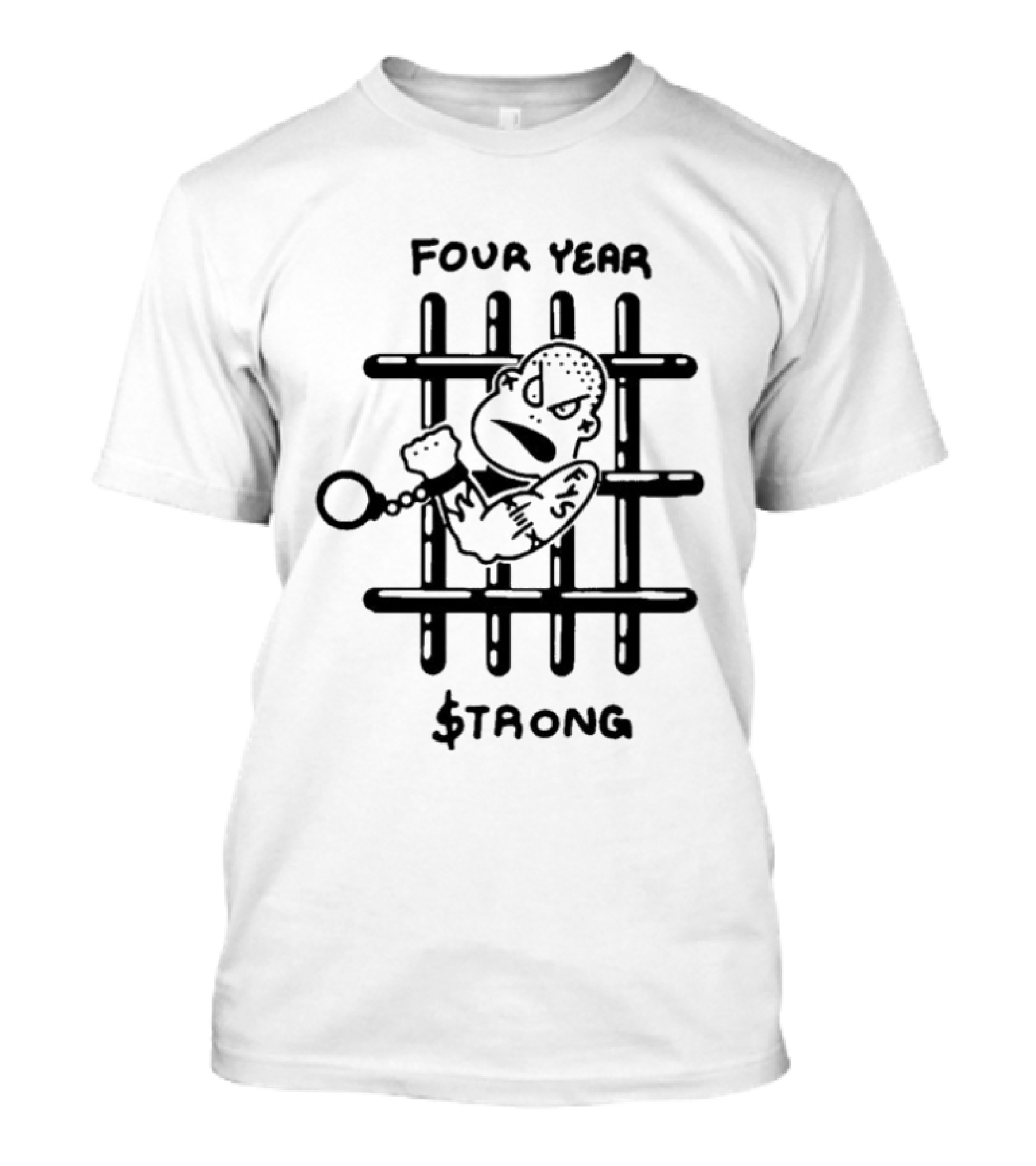Four Year Strong Cartoon Prison Bars Character T-Shirt