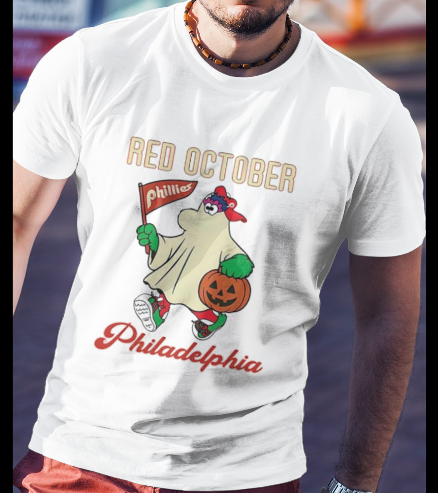 Red October Phillies Phanatic Ghost Halloween Pumpkin T-Shirt