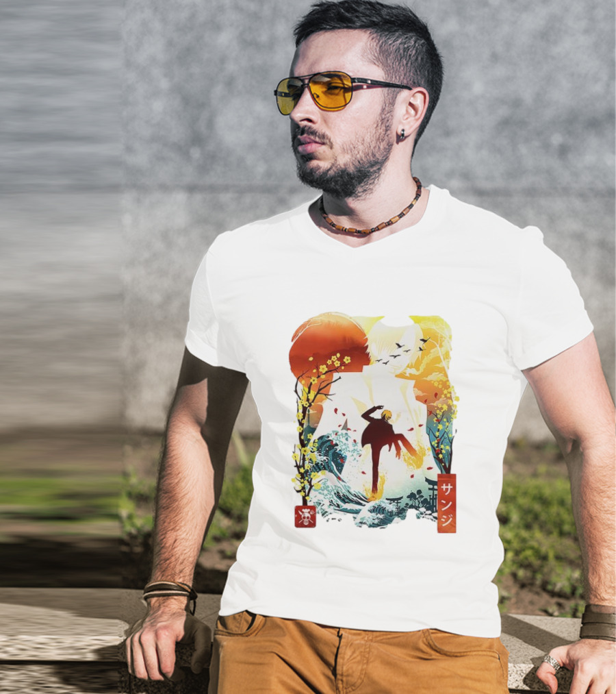 Sanji One Piece Anime Ukiyo-e Style Lunar New Year Japan Art T-Shirt
