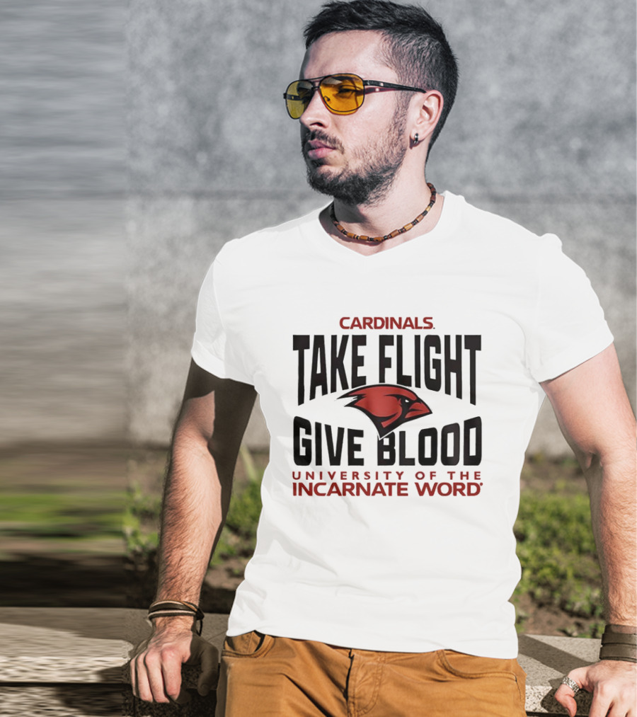 CARDINALS TAKE FLIGHT GIVE BLOOD UNIVERSITY OF THE INCARNATE WORD T-Shirt
