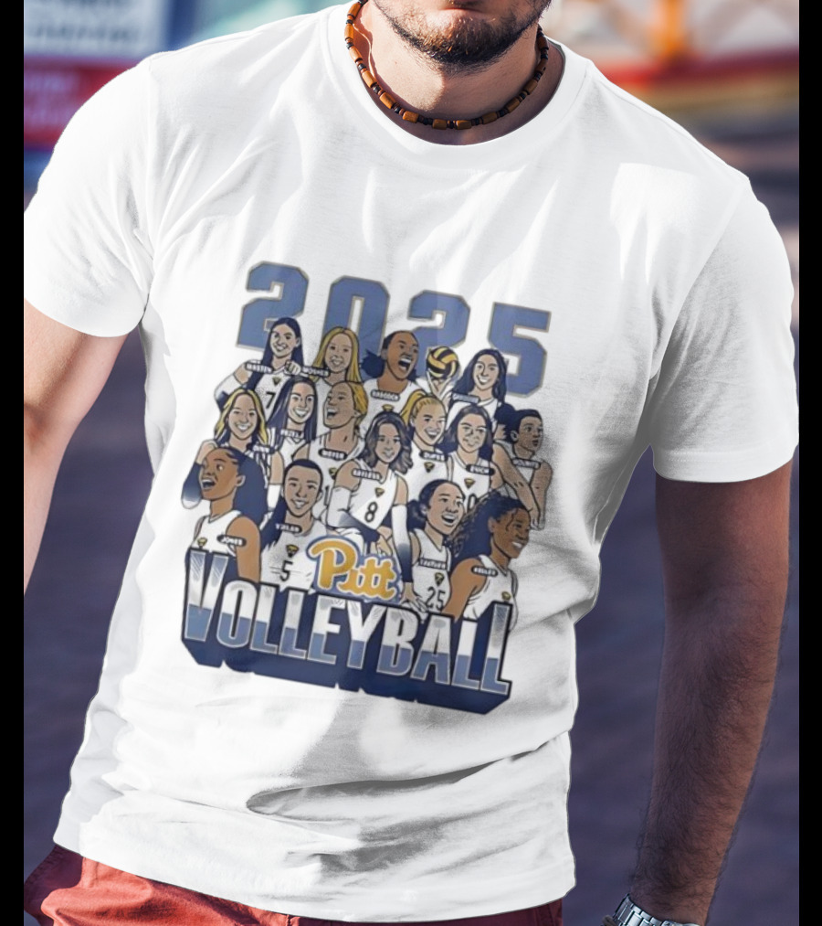 Pitt Volleyball 2025 Pittsburgh Panthers Team Caricature T-Shirt