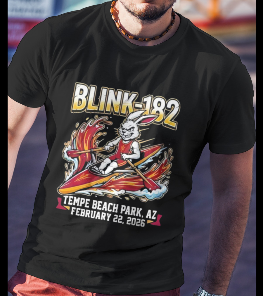 Blink 182 Tempe Beach Park AZ February 22 2026 Rowing Bunny T-Shirt