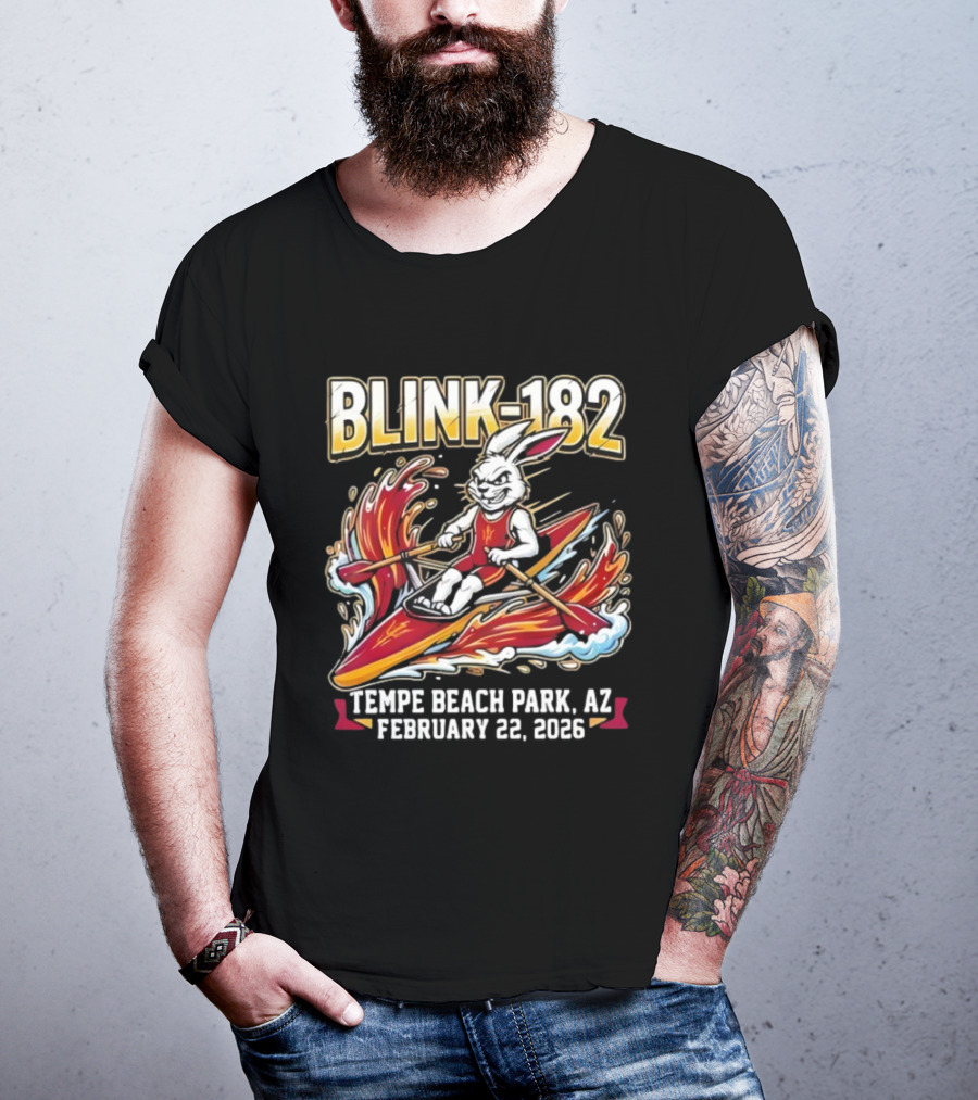 Blink 182 Tempe Beach Park AZ February 22 2026 Rowing Bunny T-Shirt