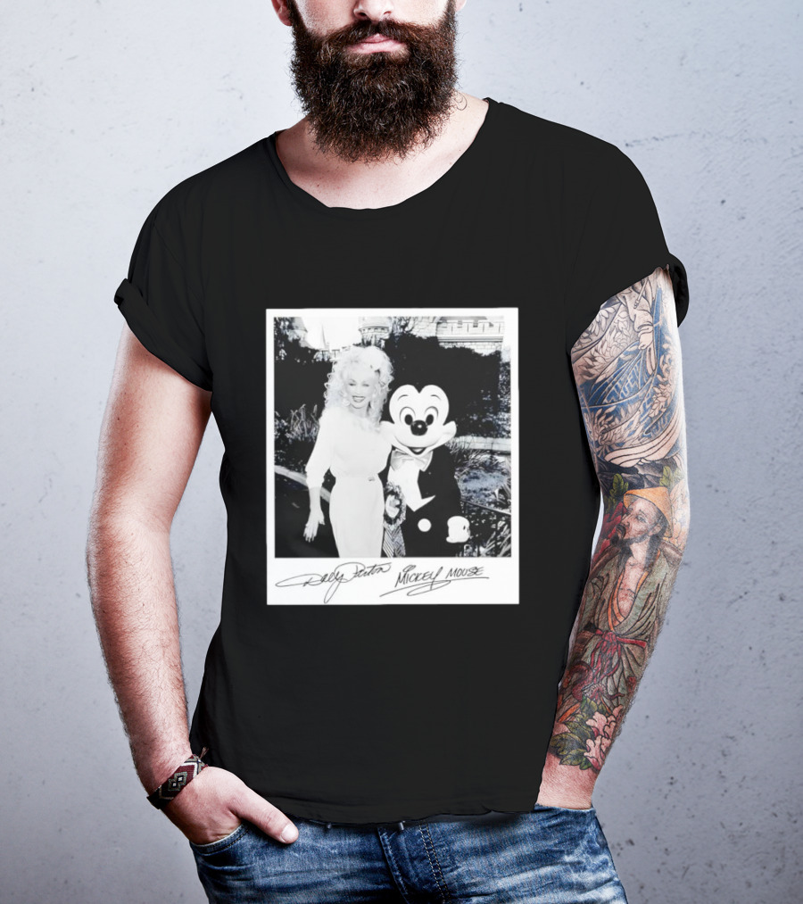 Dolly Parton Mickey Mouse Autograph Polaroid Disney Collaboration T-Shirt