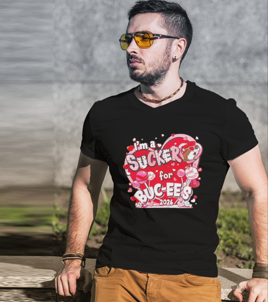 I'm A Sucker For Buc Ee's 2026 Valentine's Hearts And Lollipops T-Shirt