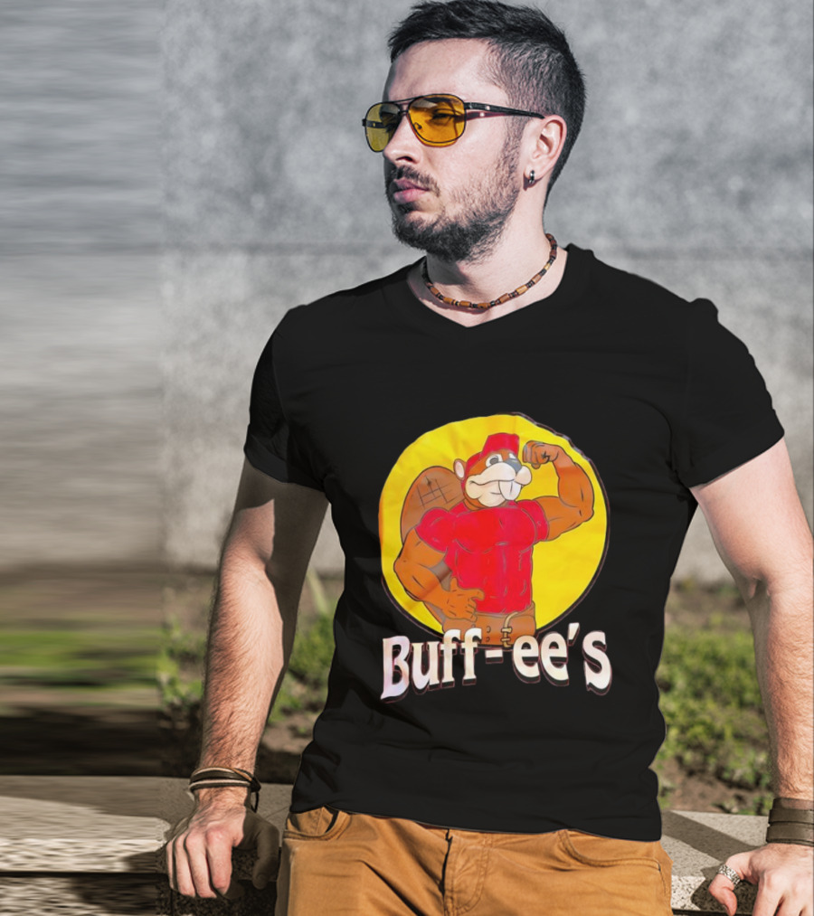 Buff Ee's Gym Muscular Beaver Flexing Muscles T-Shirt
