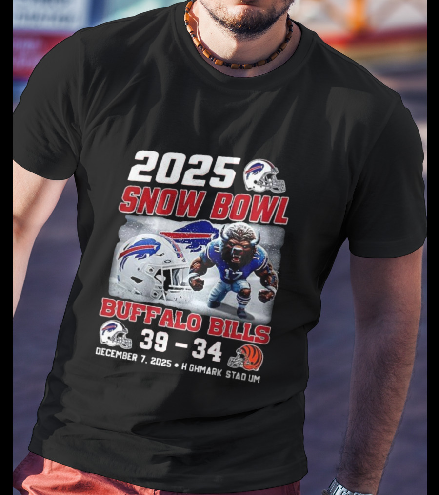 2025 Snow Bowl Buffalo Bills 39 34 December 7 Highmark Stadium Buffalo Vs Cincinnati T-Shirt