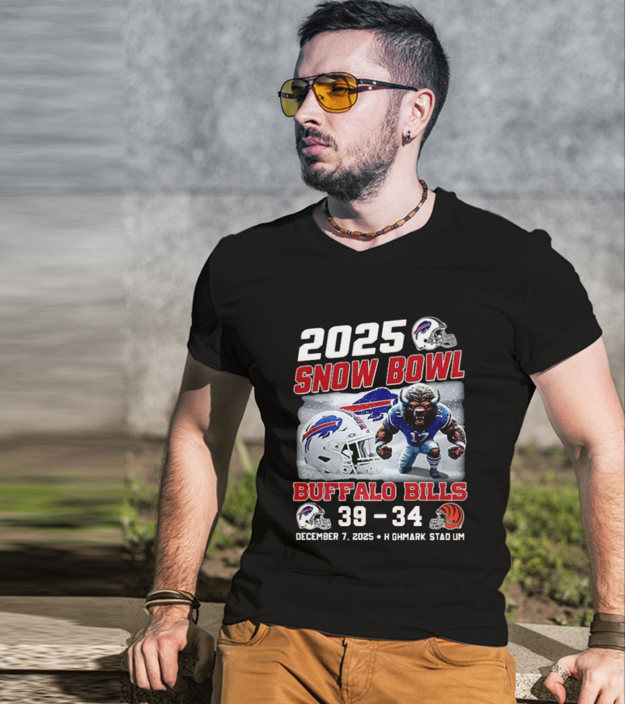 2025 Snow Bowl Buffalo Bills 39 34 December 7 Highmark Stadium Buffalo Vs Cincinnati T-Shirt
