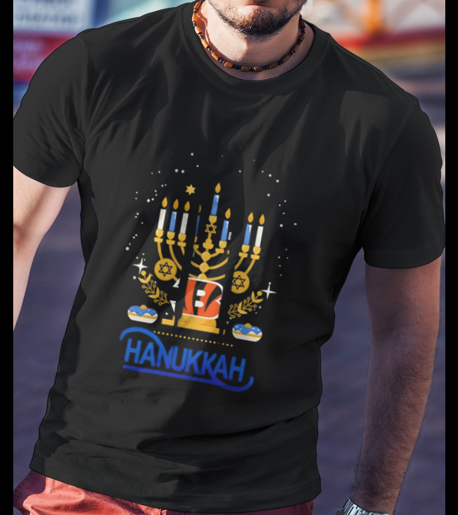 Cincinnati Bengals Hanukkah Menorah Celebration T-Shirt