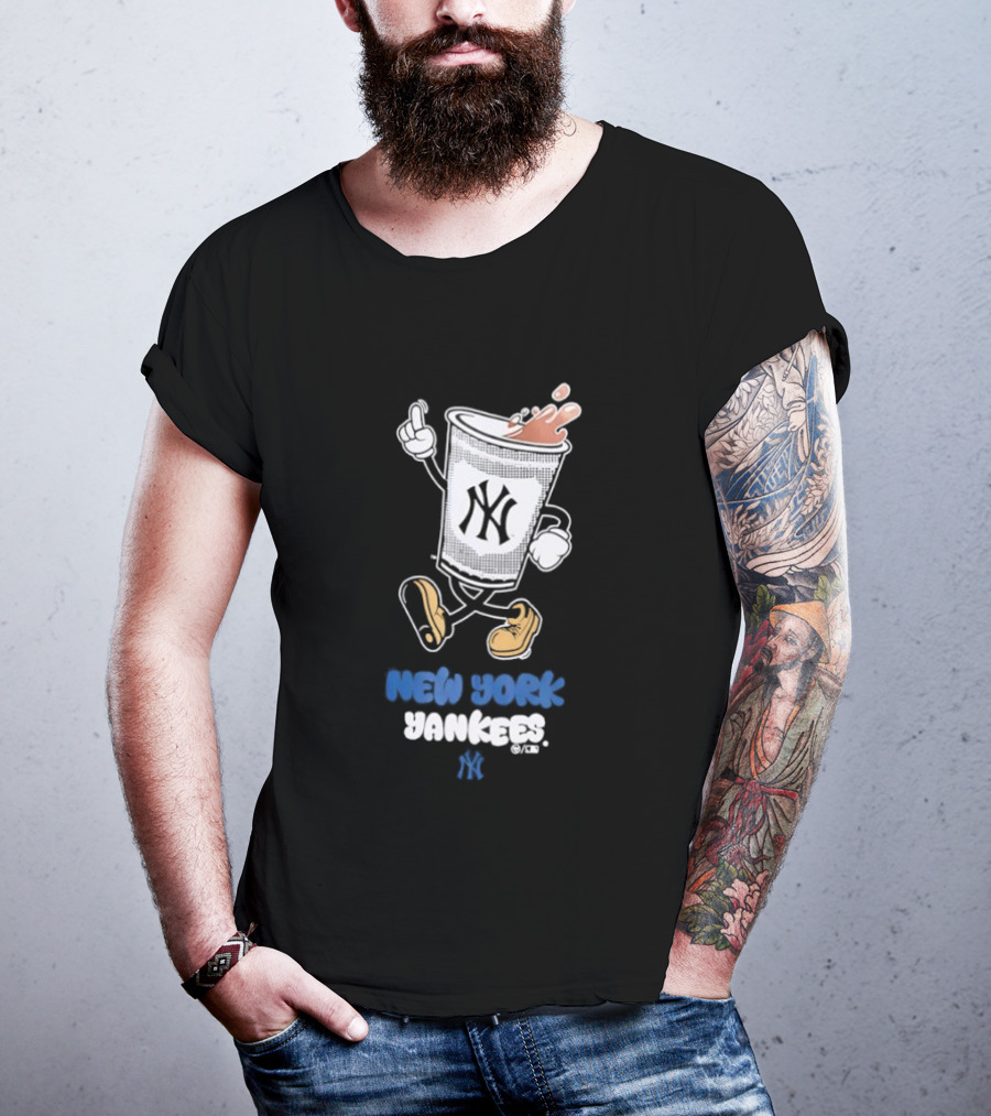 NY Yankees Coffee Cup Cartoon T-Shirt