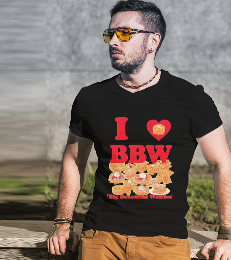 I Love BBW Big Beautiful Waffles Fun Food Lover Festival T-Shirt