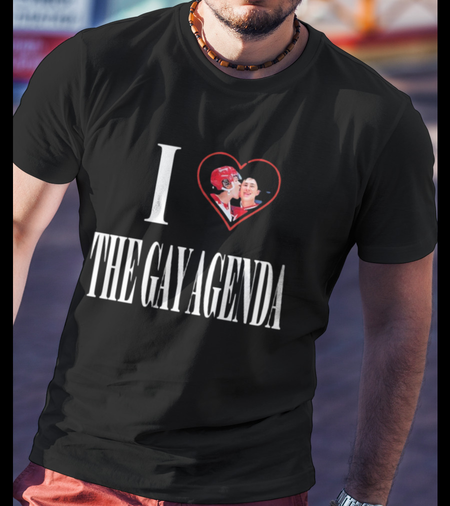 I Love The Gay Agenda Hockey Embrace T-Shirt