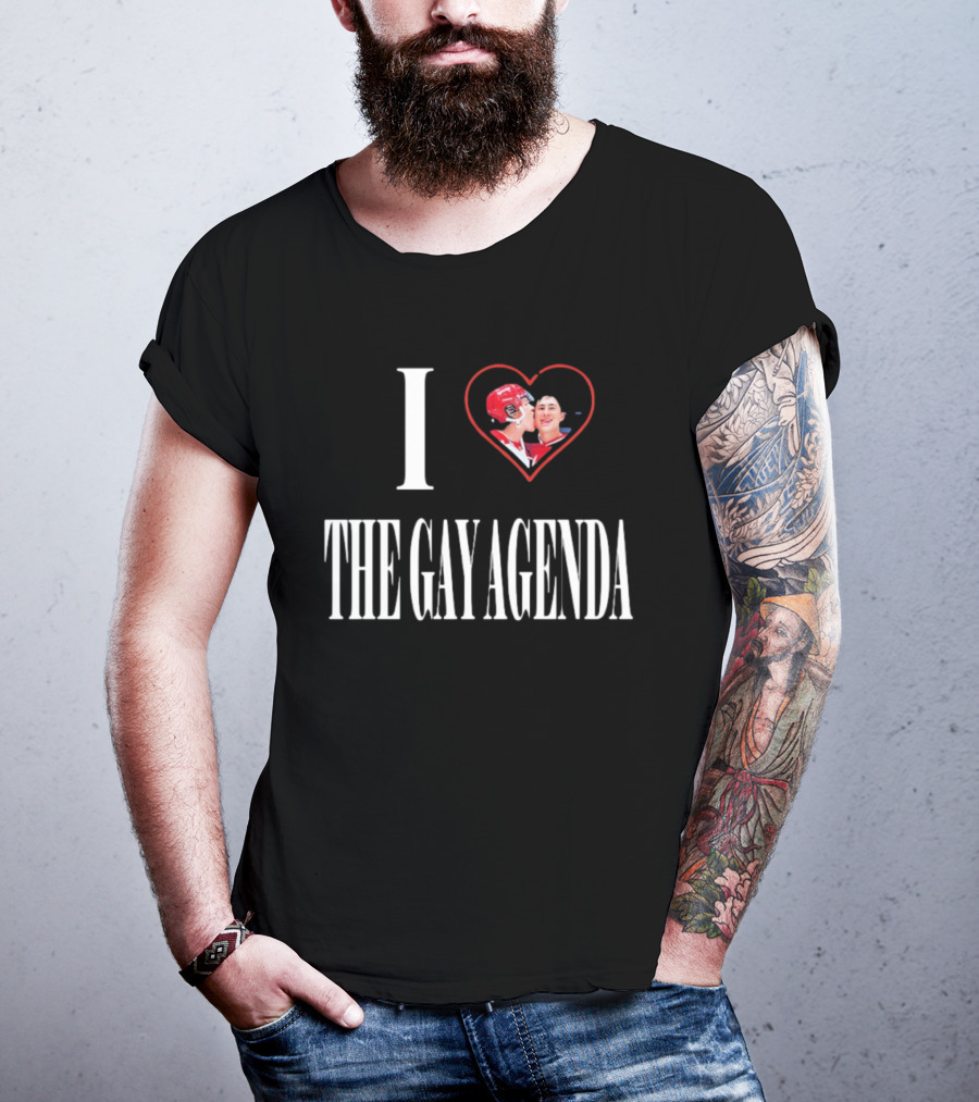 I Love The Gay Agenda Hockey Embrace T-Shirt
