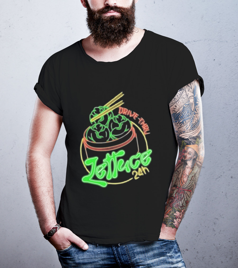 Lettuce Drive Thru 24 Hour Neon Bowl With Chopsticks T-Shirt