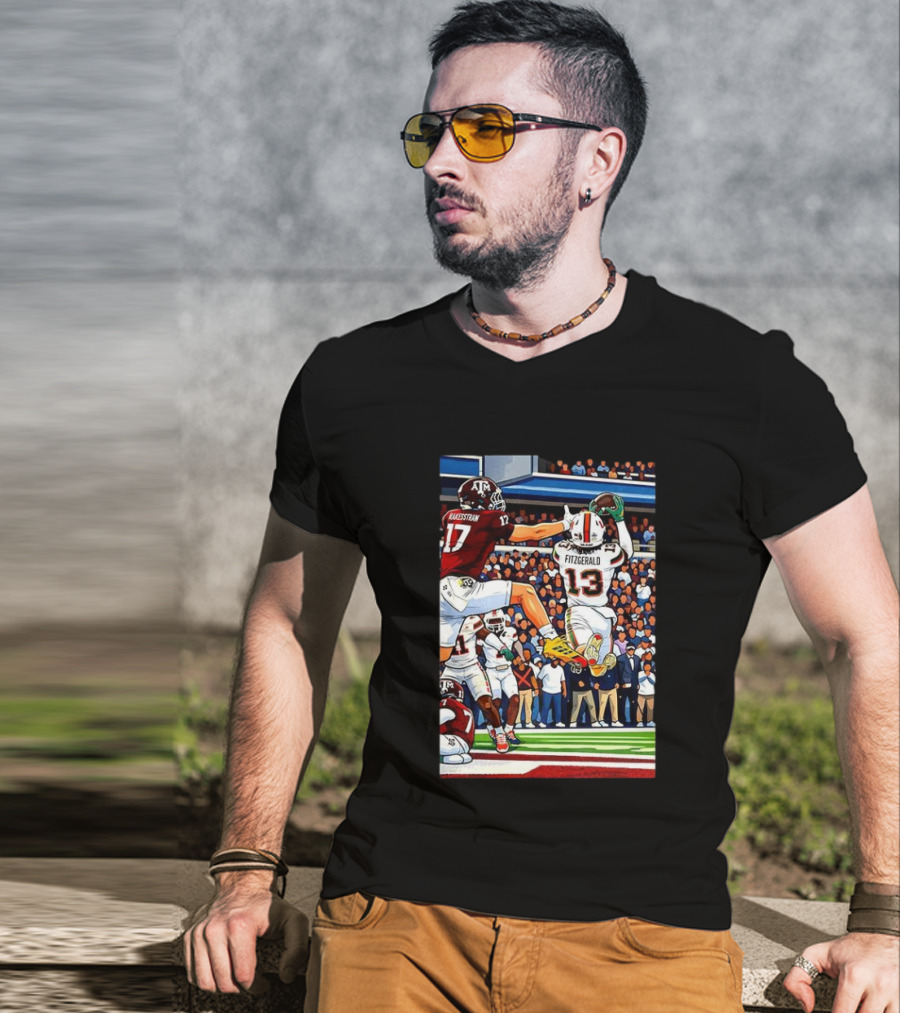 Miami Hurricanes Rakestraw 17 Vs Texas A&M Aggies Fitzgerald 13 NCAA CFP 2025 Match Football Action T-Shirt