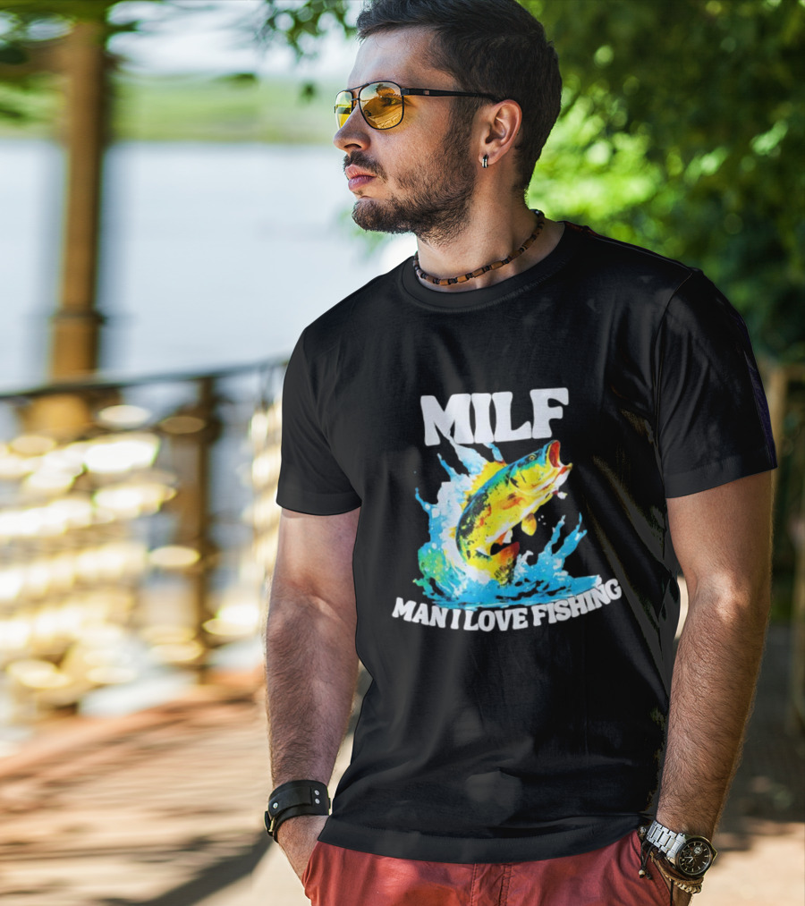 MILF Man I Love Fishing Peacock Bass Splashing Water T-Shirt