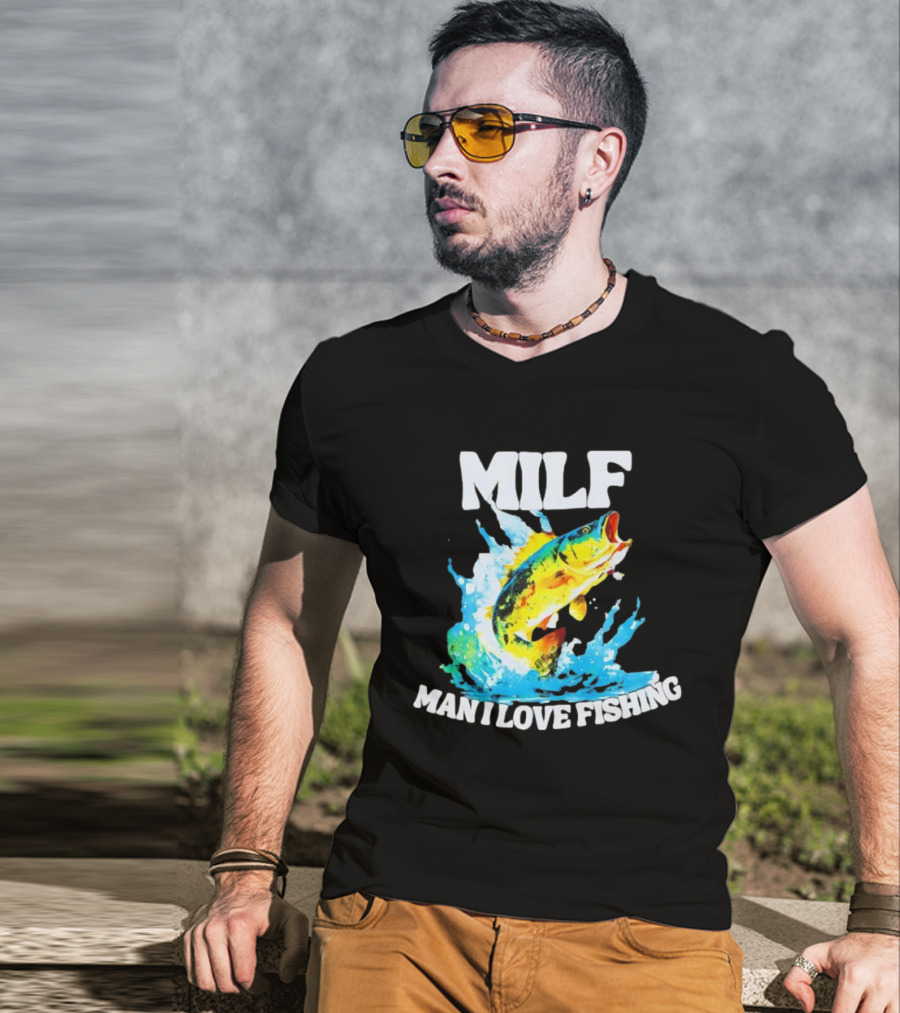 MILF Man I Love Fishing Peacock Bass Splashing Water T-Shirt