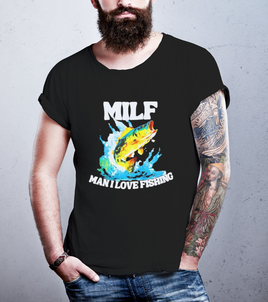 MILF Man I Love Fishing Peacock Bass Splashing Water T-Shirt