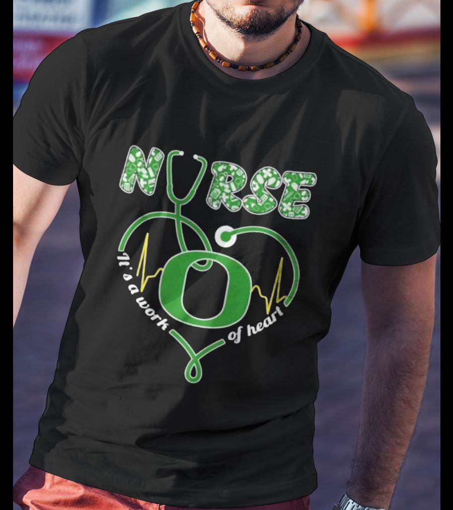 Oregon Ducks Nurse It’s A Work Of Heart Stethoscope T-Shirt