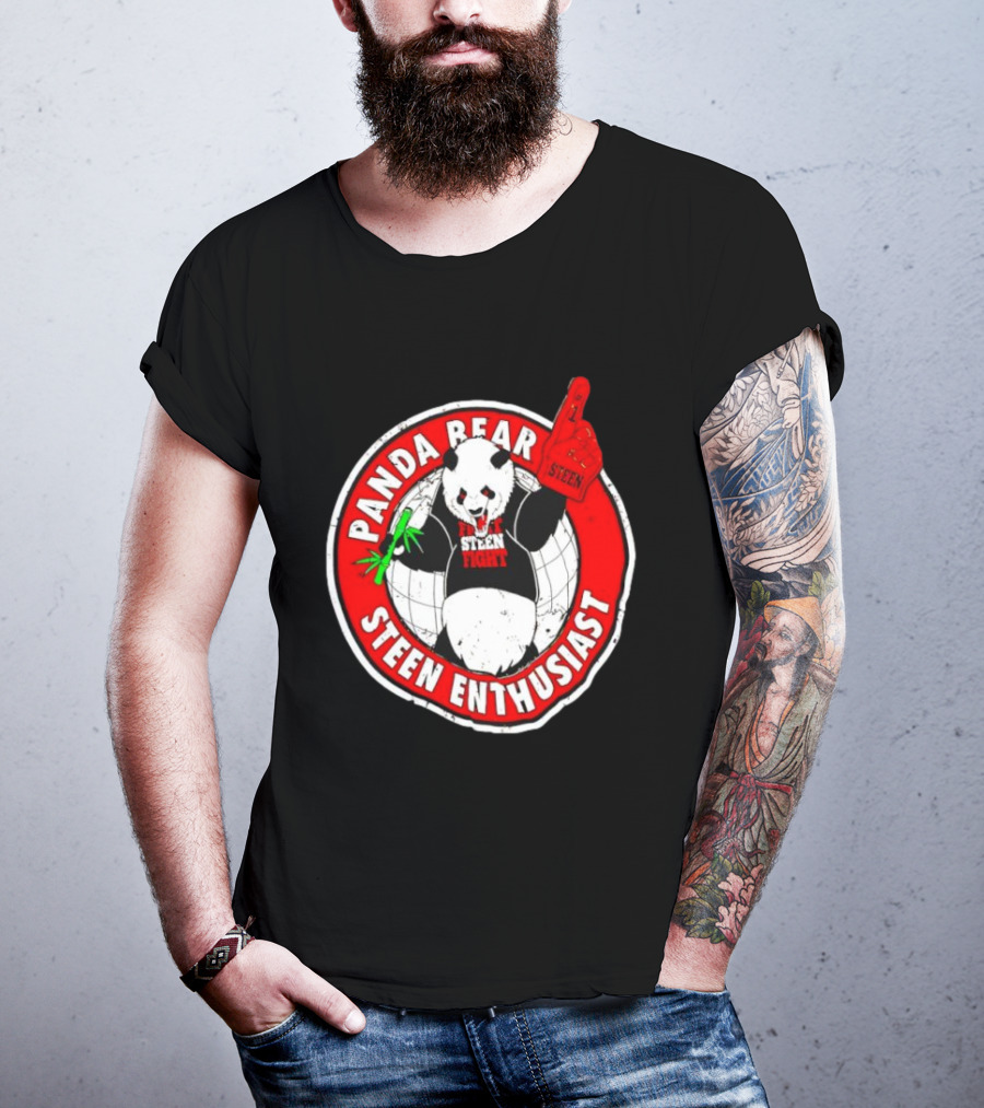 Panda Bear Steen Fight Enthusiast With Foam Finger And Bamboo T-Shirt