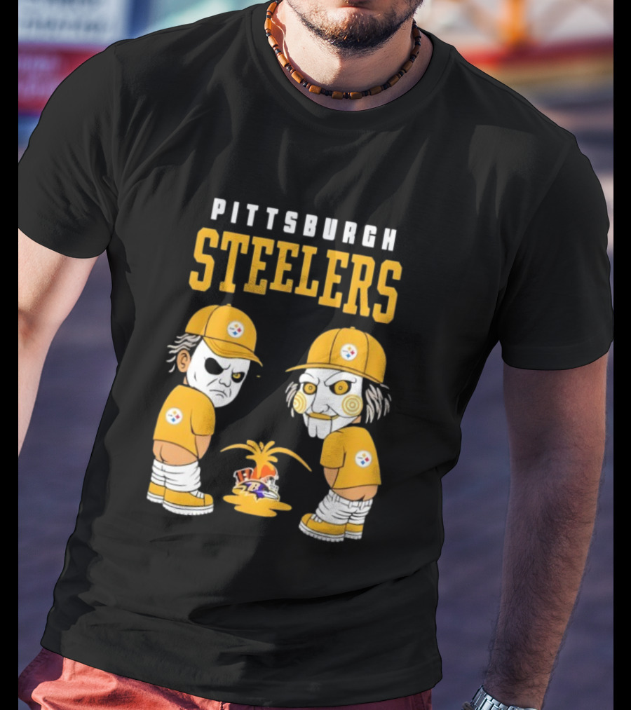 Pittsburgh Steelers Michael Myers Billy The Puppet Baltimore Ravens Vs Cleveland Browns Rivalry T-Shirt