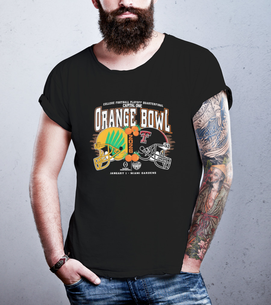 Texas Tech Red Raiders Oregon Ducks Orange Bowl 2025 CFP Quarterfinal Miami Gardens T-Shirt