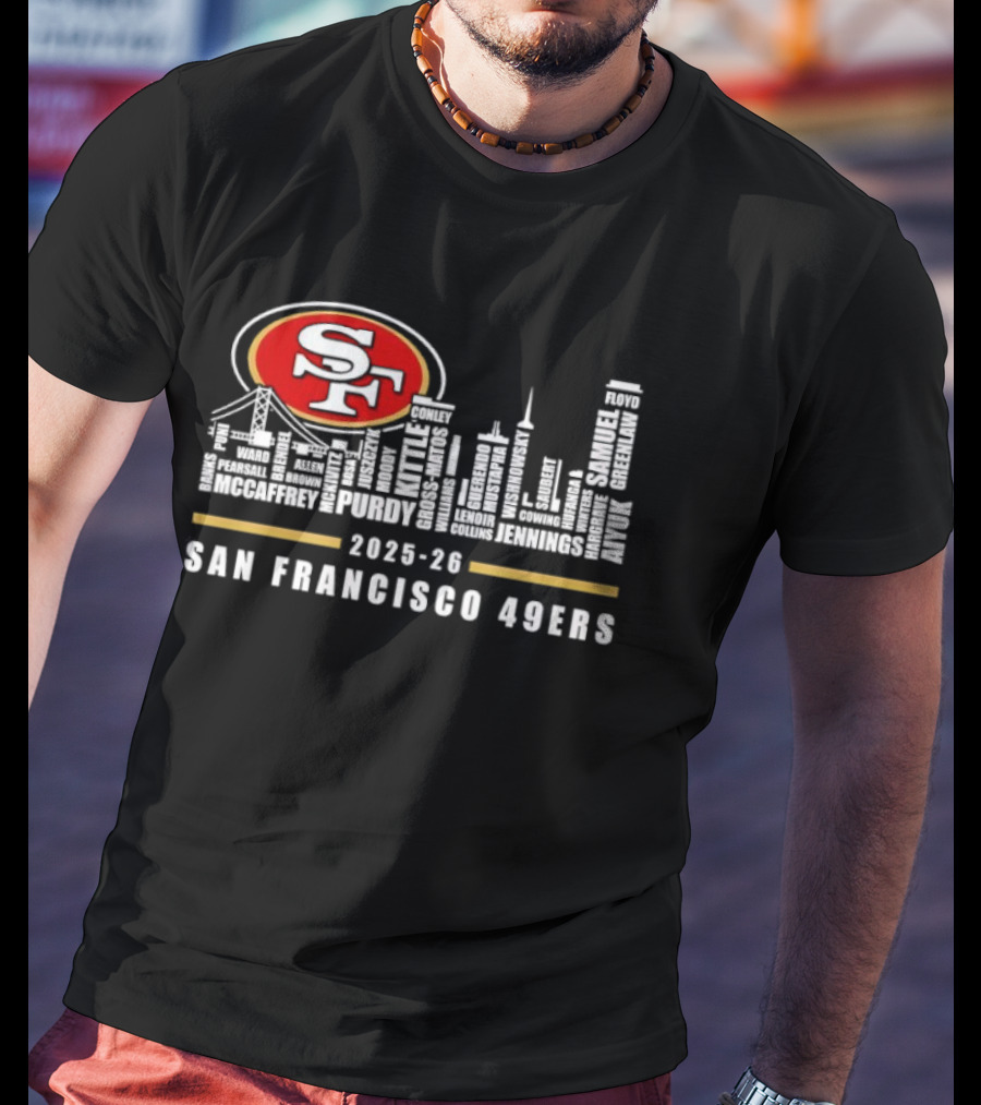 San Francisco 49ers 2025 26 SF Skyline Iconic Football Team T-Shirt