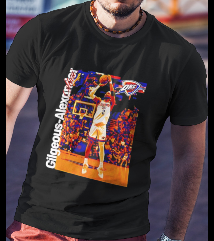 Oklahoma City Thunder Shai Gilgeous Alexander Basketball Action OKC Fans Gear T-Shirt