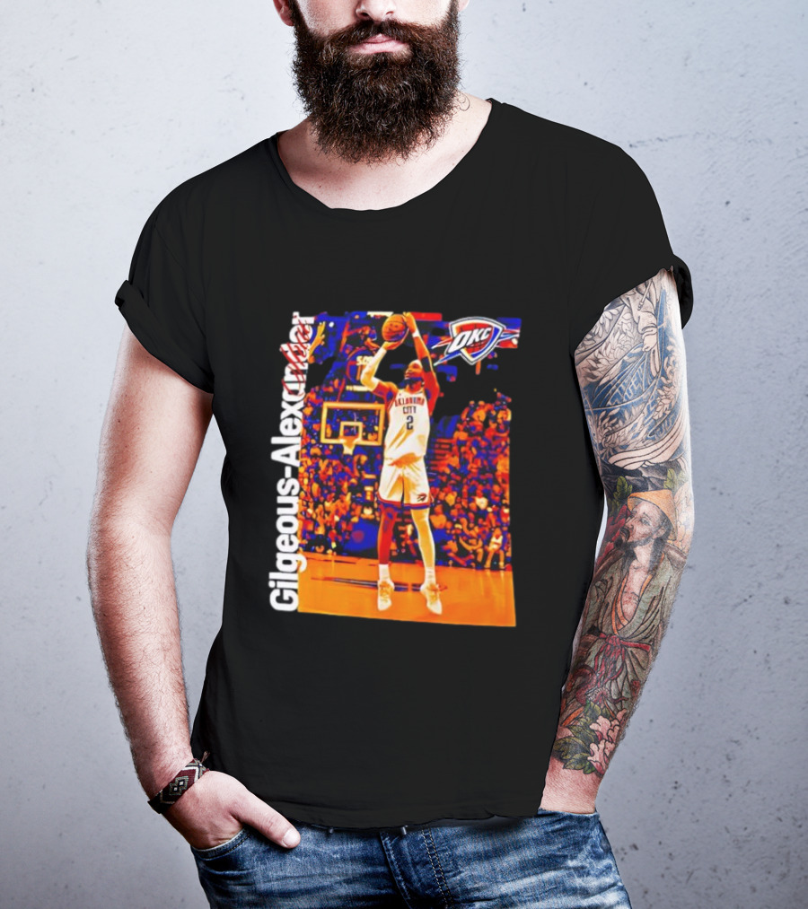 Oklahoma City Thunder Shai Gilgeous Alexander Basketball Action OKC Fans Gear T-Shirt