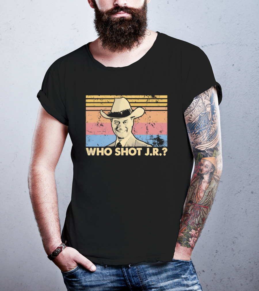 Who Shot J.R. Retro Cowboy Dallas TV Soap Opera Mystery T-Shirt