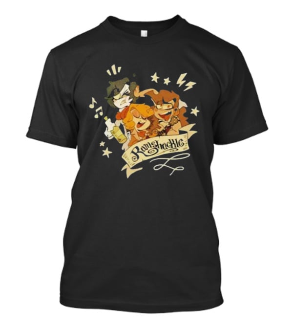 Zeddyzi Ramshackle Trio Cartoon Characters With Music And Stars T-Shirt