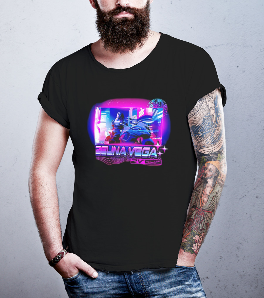 Zelina Vega Motorcycle Neon Cyberpunk WWE Champion T-Shirt