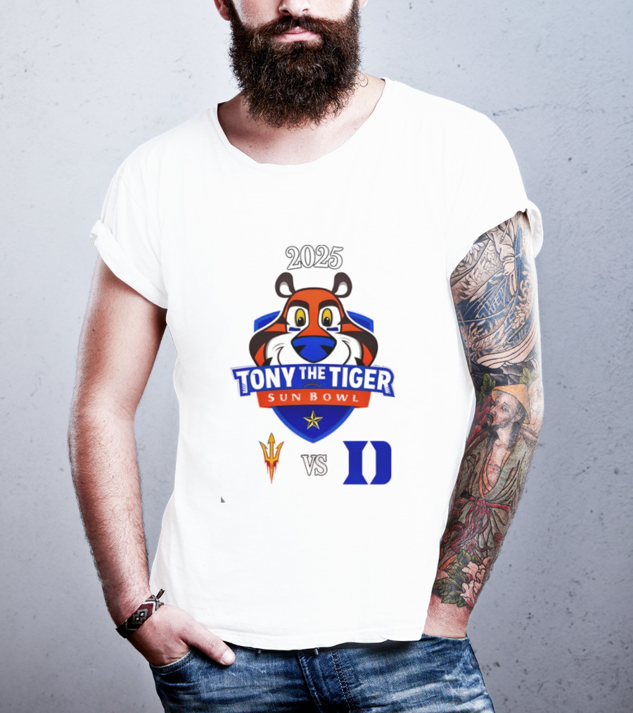 Arizona State Sun Devils Vs Duke Blue Devils 2025 Tony The Tiger Sun Bowl College Football Game T-Shirt