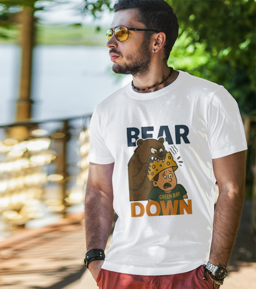 Bear Down Green Bay Packers Rivalry Cheesy Confrontation T-Shirt